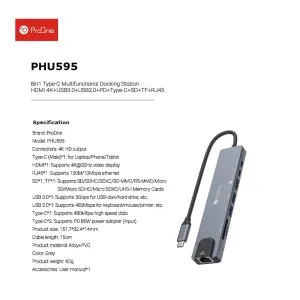 هاب 8 پورت USB-C پرووان مدل PHU595